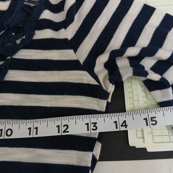 UGC Almost Famous Navy and white stripe with lace 3/4 sleeve sz sm - Picture 8 of 11